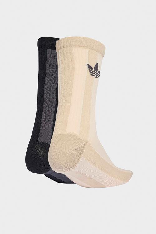 Striped Crew Socks 2pk - Crystal Linen/stone khaki/utility black/black
