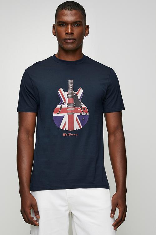 Union Jack Guitar Tee Shirt - Navy