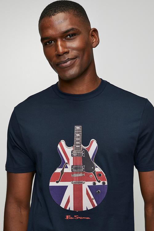 Union Jack Guitar Tee Shirt - Navy