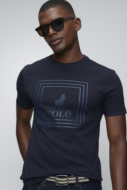 Pm0013 Square Pony Printed Short Sleeve Tee - Navy