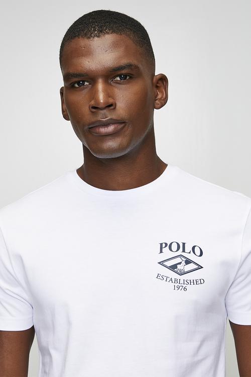 Pm0015 Chest Logo Printed Short Sleeve Tee - White