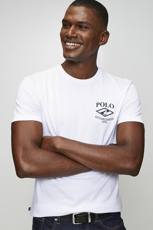 Pm0015 Chest Logo Printed Short Sleeve Tee - White