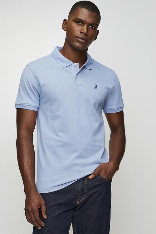 Carter Essential Pique Short Sleeve Golfer - Blue