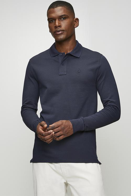 Ls Carter Essential Pique Ls Golfer - Navy