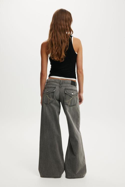 Low rise wide jean - luna grey stitch