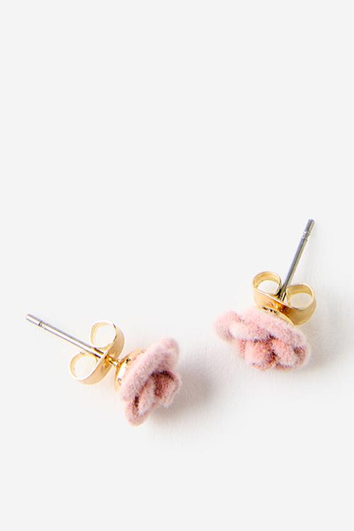 Velvet rosette charm earring - blush