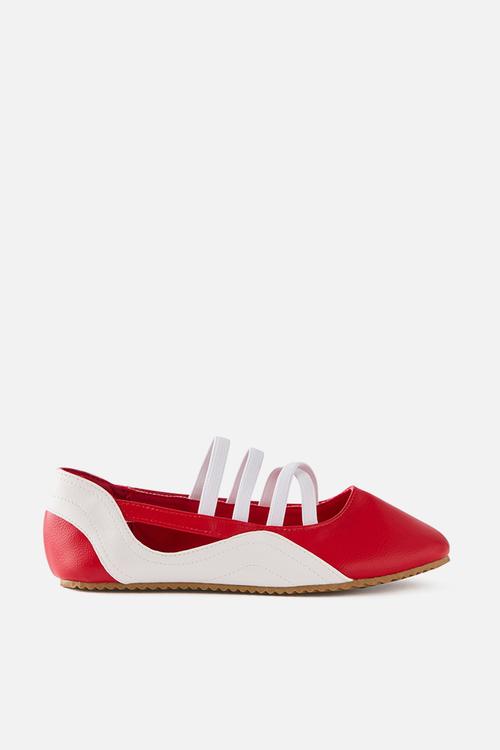 Spencer Sporty Flats -  Varsity Red/White