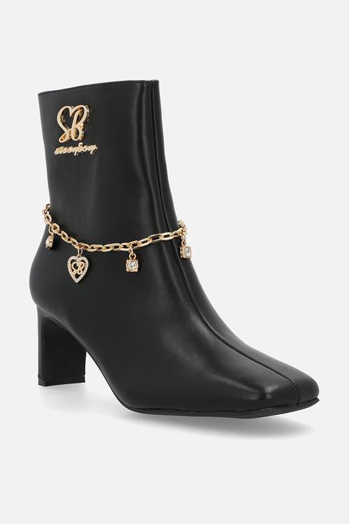 Loana ankle boot with removable chain - black