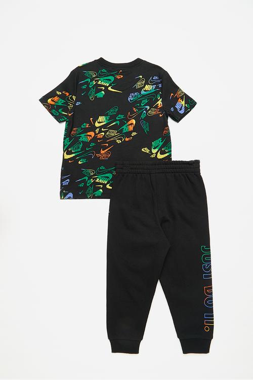 Nike all-over print reveal tee and pants set - black