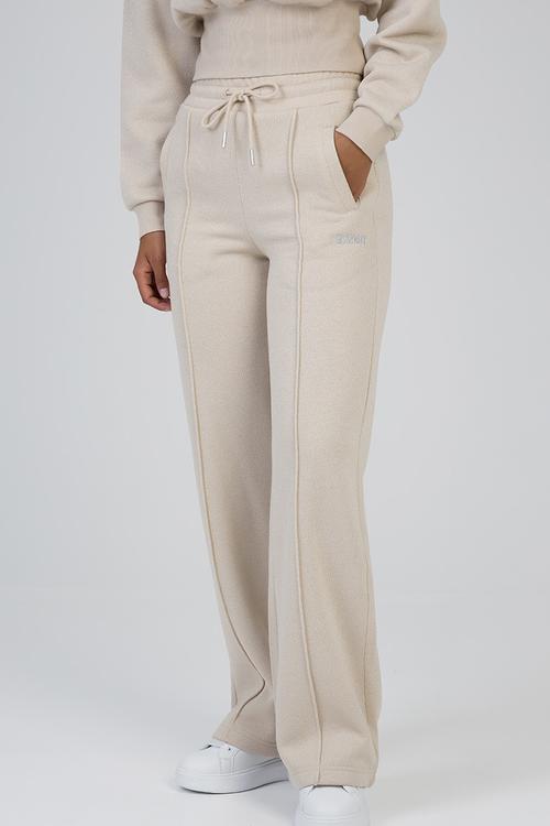 Fables Track Pants Glitter Fleece Wide Leg Sweat Pants - Stone