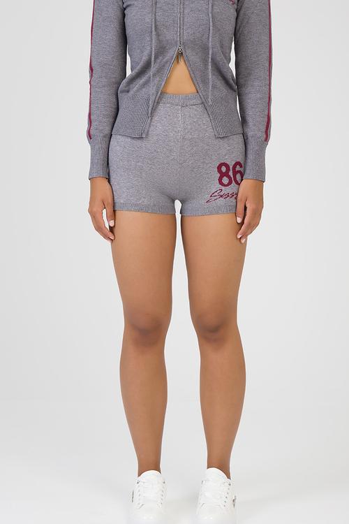 Most Loved Knit Shorts Knit Shorts With Branding - Grey/Burgundy/Pink