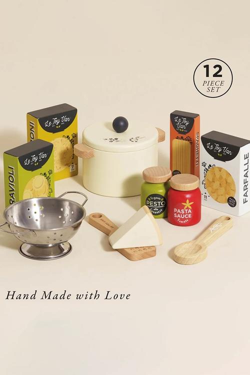 12 pcs Wooden Organic Pasta Set - white/beige