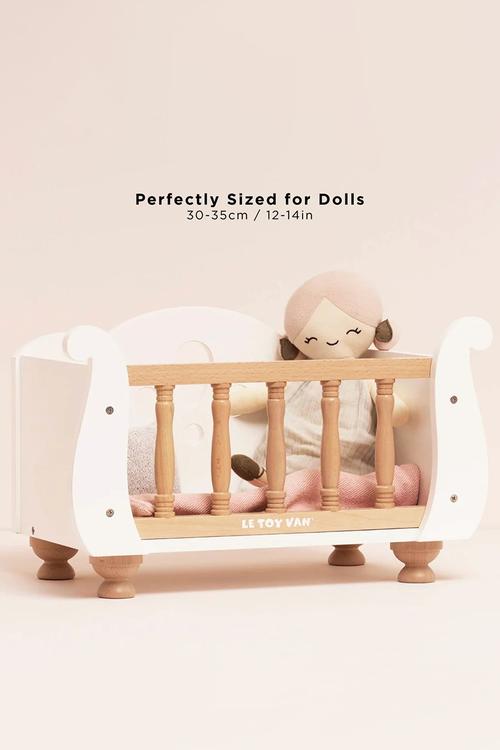 Dolls Wooden Cot - white/beige