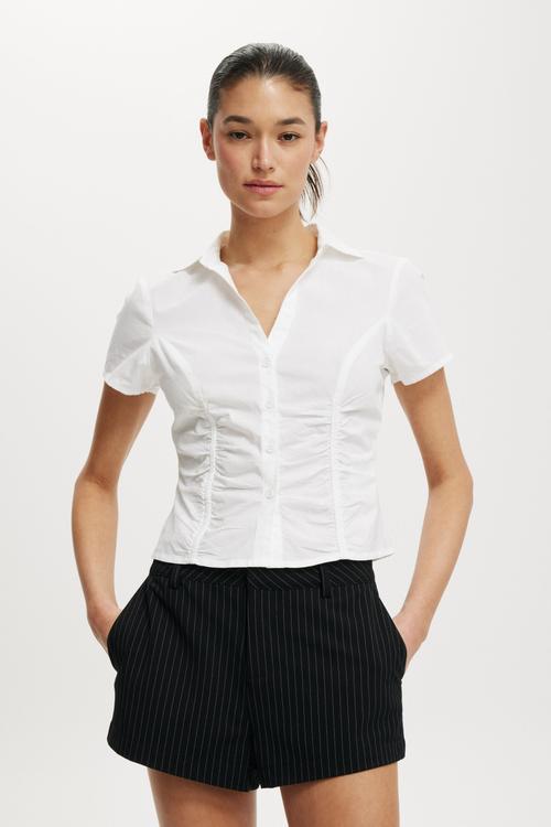 Maya Rouched Shirt - White