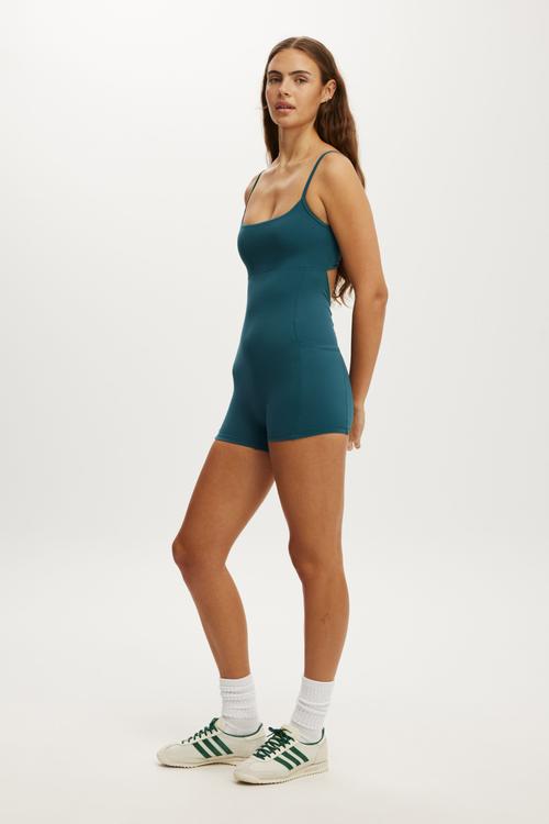 Ultra Luxe Twist Back Shortie Onesie - Tidal Teal