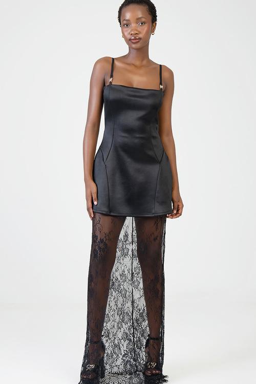 Borrowed Hearts Maxi Dress With Mermaid Styled Skirt - Black