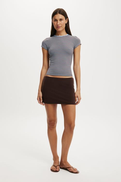 All day crew tee - madi stripe american oak