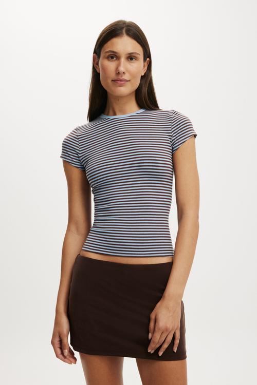 All day crew tee - madi stripe american oak