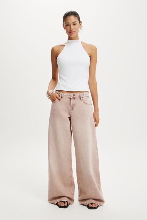 Low rise wide jean - cameo pink