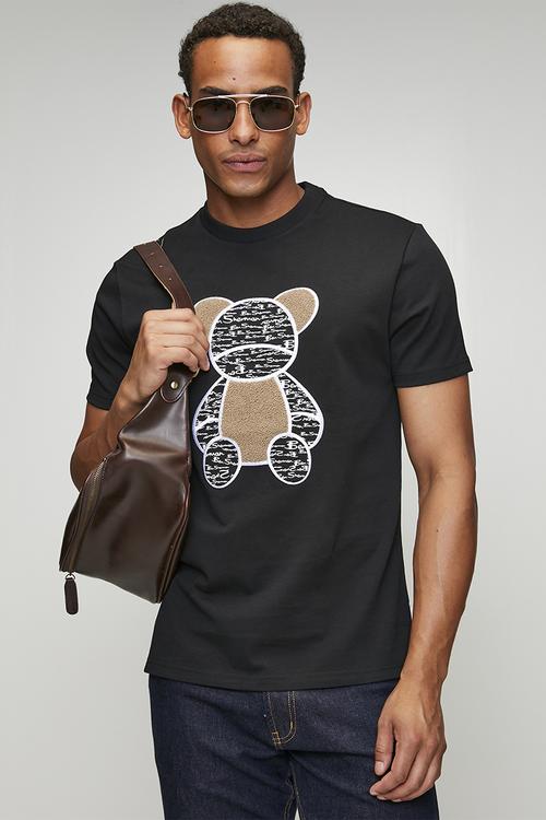 Ben Bear Chenille Fur 260g Tee-Shirt - Black