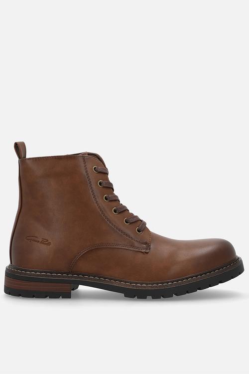 Pu Lace Up With Side Zip - Brown