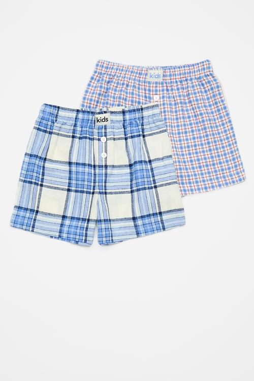 Sleepover Pyjama Short 2 Pack - Blue Bonnet Check/In The Navy Check