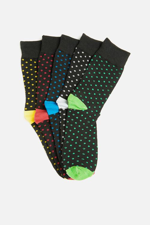 5Pk Socks - Blk/Winter Pink Blk/Pale Blue Blk/Charco