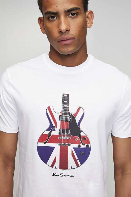 Union Jack Guitar Tee Shirt - White