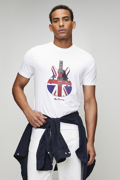 Union Jack Guitar Tee Shirt - White