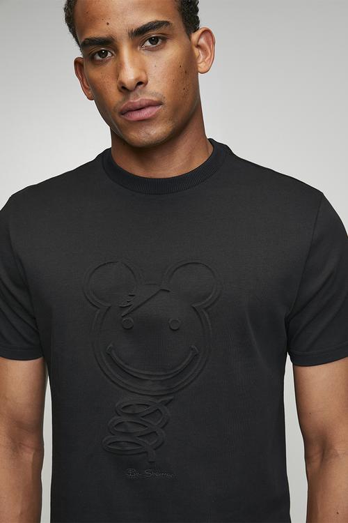 3D Embossed Happy Bear 260g Tee Shirt - Black