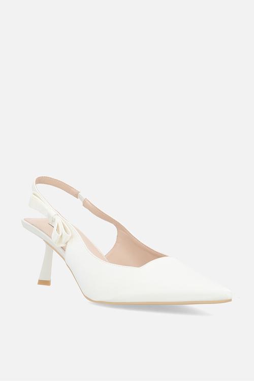 Almeria stiletto slingback heel - ivory satin