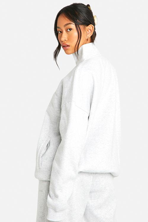 Dsgn studio embroidered half zip oversized sweatshirt - ash grey