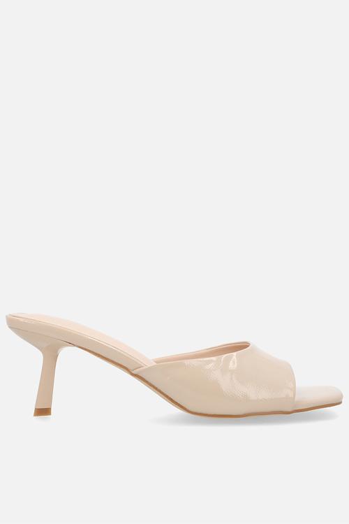 Rochi open toe stiletto heel mule - neutral crinkle 