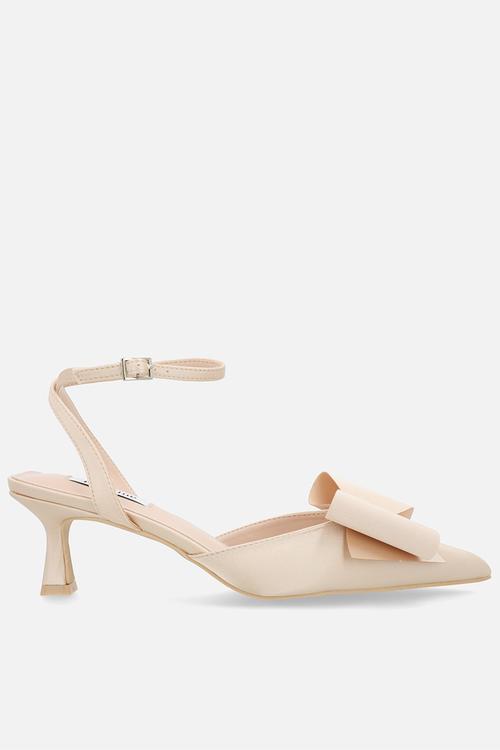 Rumena stiletto ankle strap heel - champagne satin