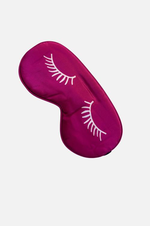 GLAM Beauty Satin Eye Mask - Eyelash Design - Hot Pink