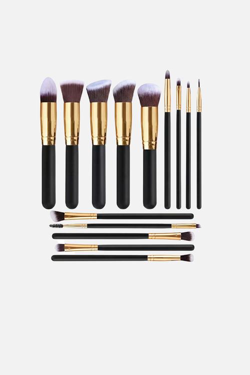 Make Up Brush 14 Piece Set - Black & Rose Gold