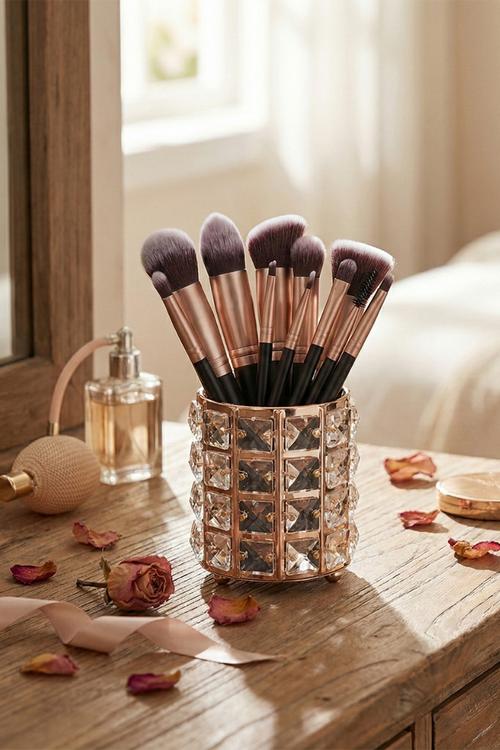 Make Up Brush 14 Piece Set - Black & Rose Gold