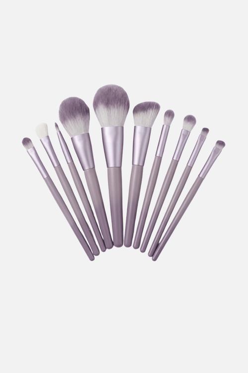 Make Up Brush 10 Piece Set - Purple Shades
