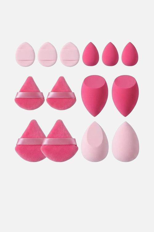 Make Up Sponge 14 Piece Set - Hot Pink