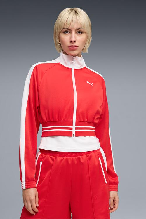 T7 Pique Relaxed Cropped Track Jacket Fo - For All Time Red