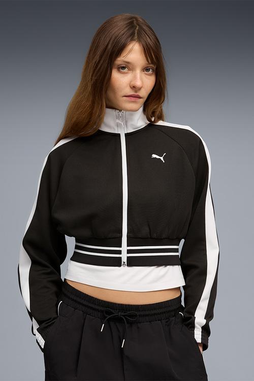 T7 Pique Relaxed Cropped Track Jacket Pu - Puma Black