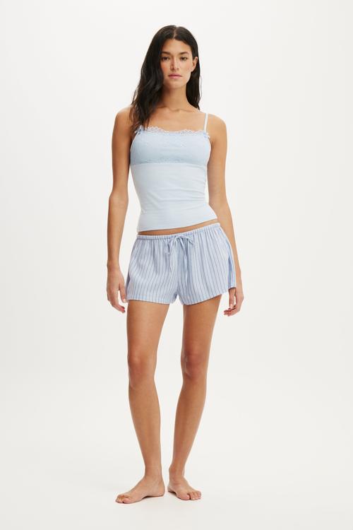 Cloud soft flannel short - gerry stripe violet blue
