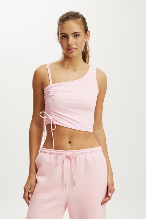 Ultra Soft Asymmetric Side Gather Tank - Cherry Dream