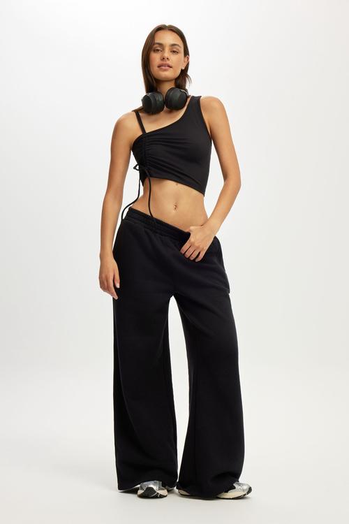 Ultra Soft Asymmetric Side Gather Tank - Black