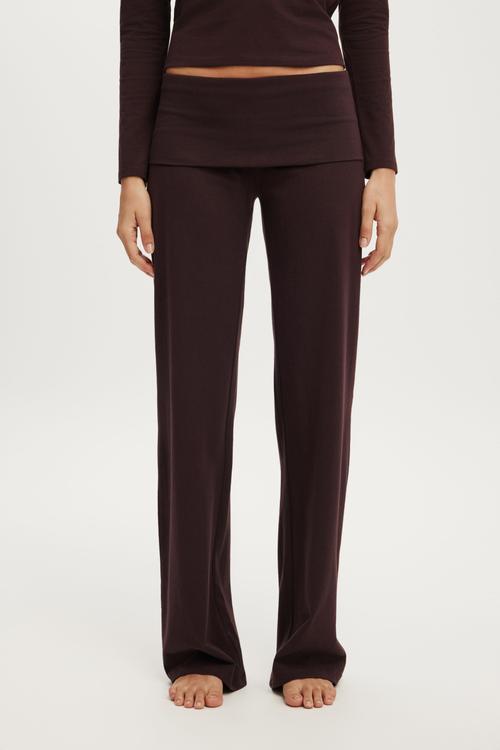 Dreamy soft roll waist pant - chocolate plum