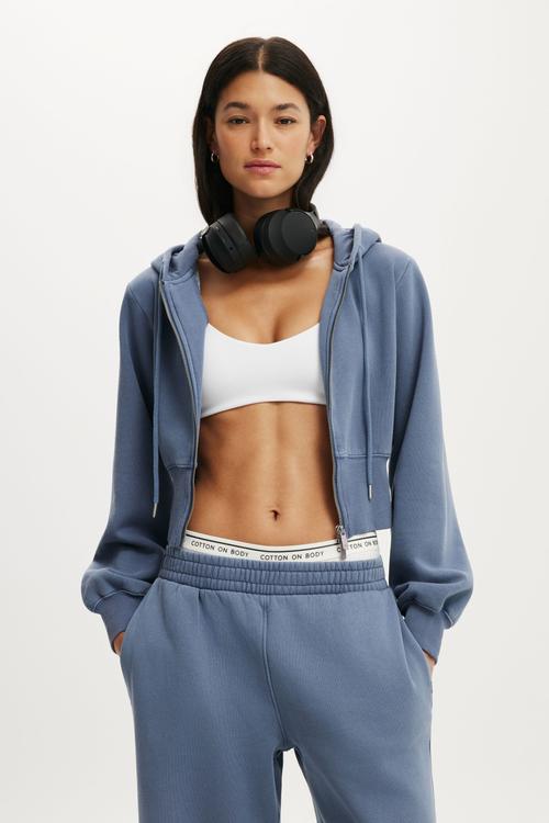 Summer Fleece Contour Zip Through - Washed Infinity Blue