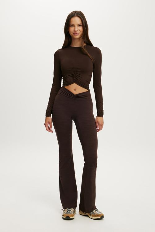 Active Ruched Front Long Sleeve - French Roast