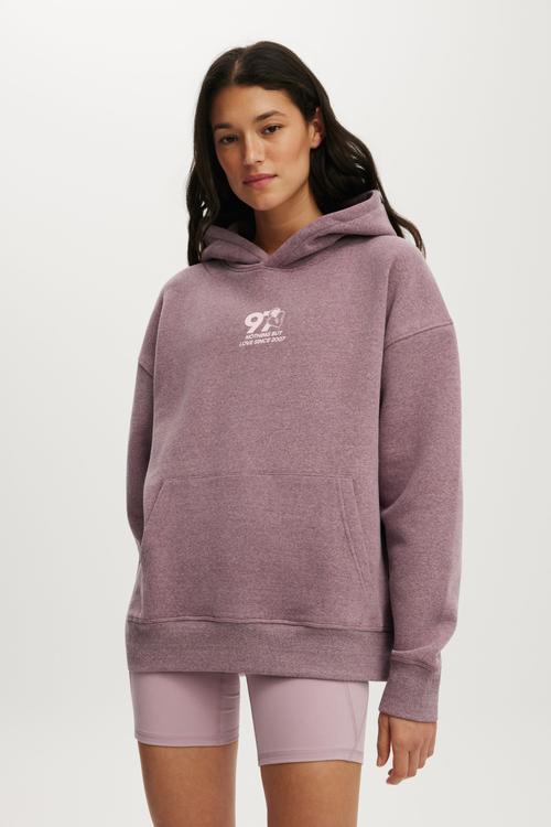 Plush Premium Graphic Hoodie - Pickled Beet Marle/With Love