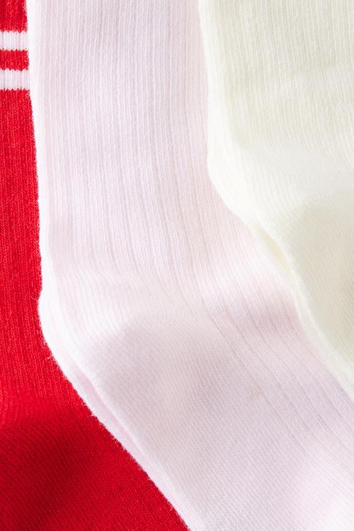 3Pk Crew Socks - Tea Party Pink/Varsity Red Two Stripe 1