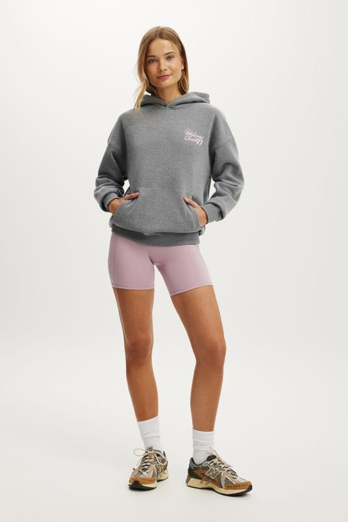 Plush Premium Graphic Hoodie - Gunmetal Marle/With Love